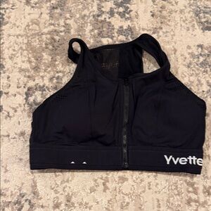 Yvette Black Zip-Front Sports Bra